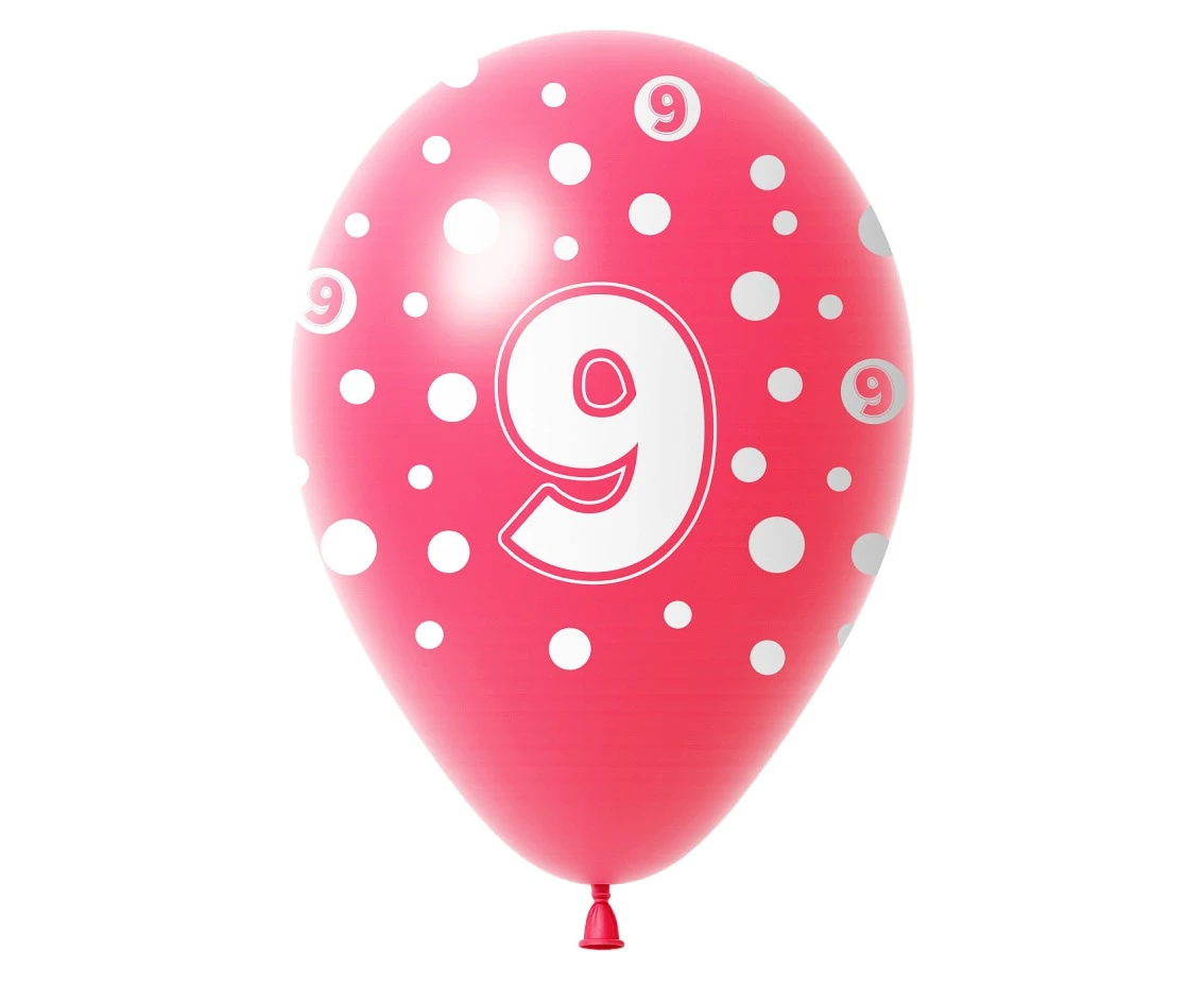 Balony z cyframi: 9, 12 cali/ 5 szt.